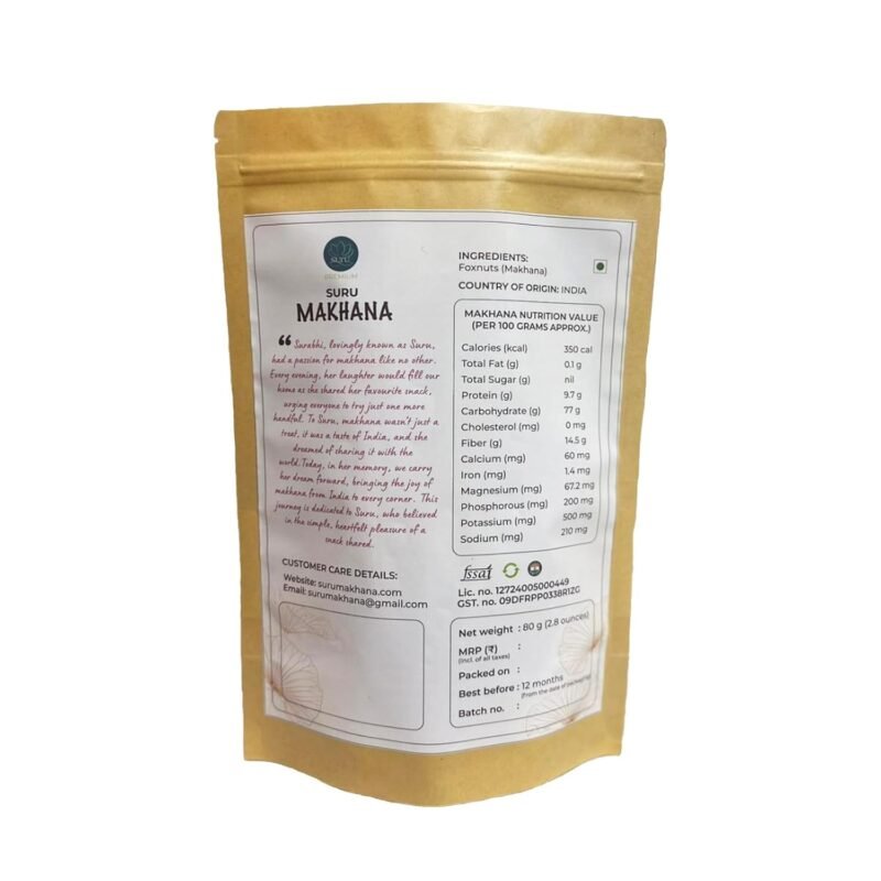 Handpicked Grade 1 Natural Plain Makhana – Roasted Healthy Snack (Low Calorie, Gluten-Free, Vegan)