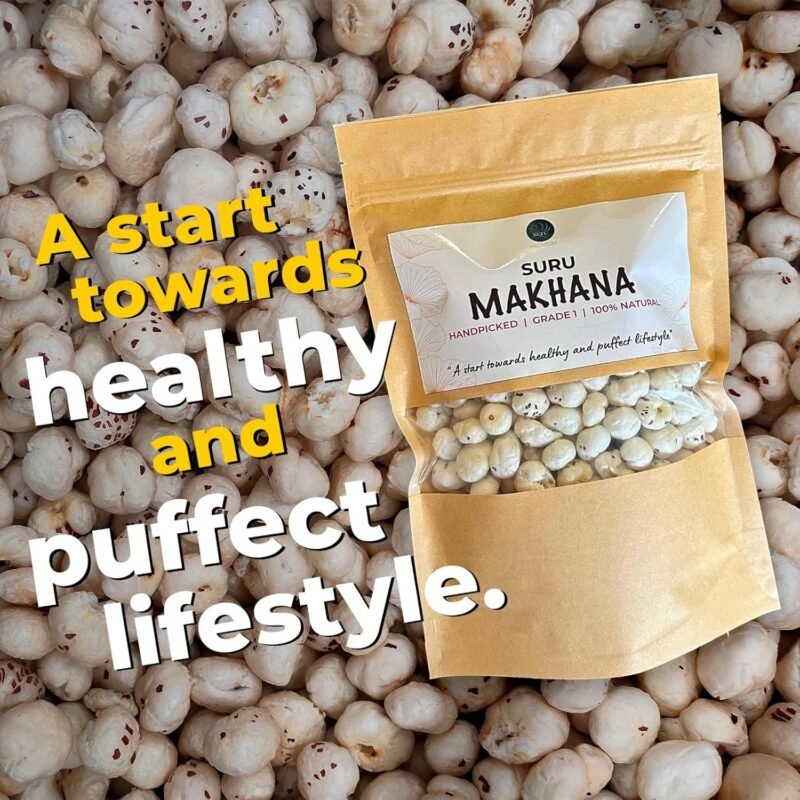 Handpicked Grade 1 Natural Plain Makhana – Roasted Healthy Snack (Low Calorie, Gluten-Free, Vegan)